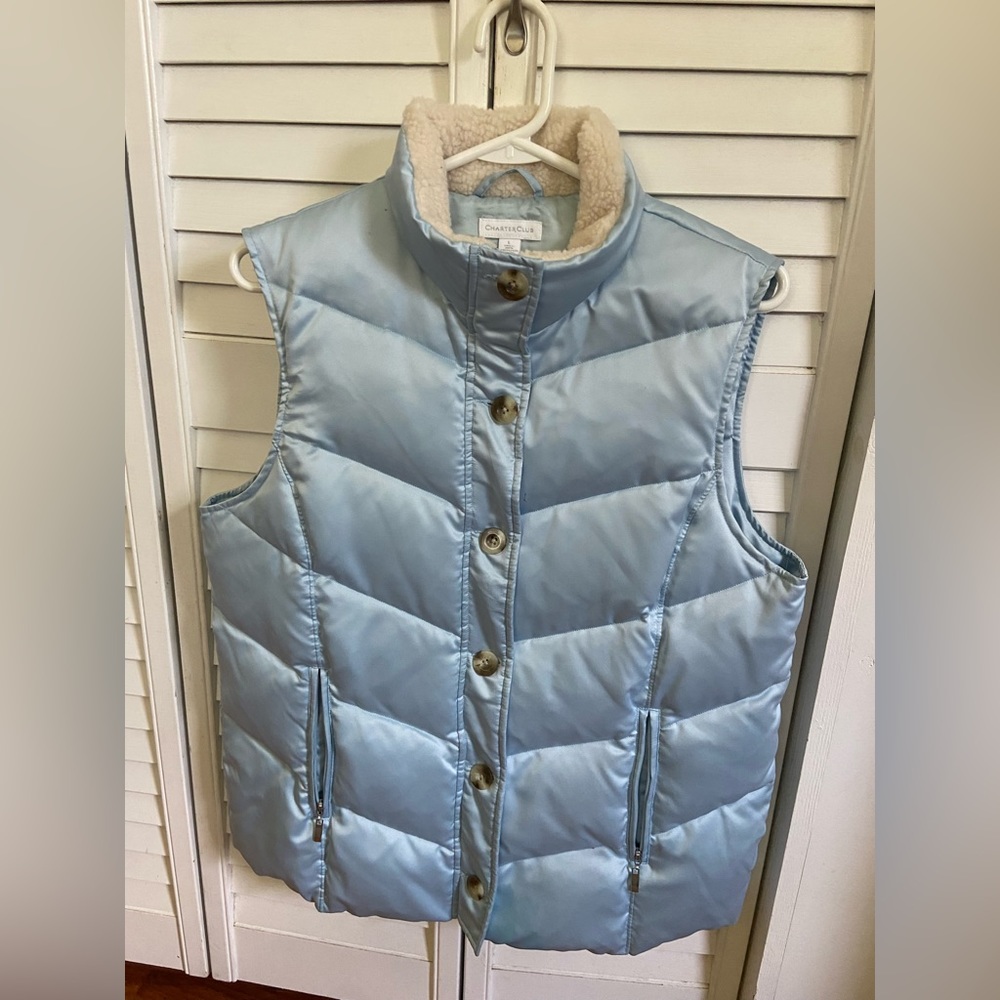Charter Club brand down vest, size Large. Light blue in color.